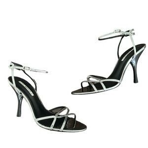 🆕 Via Spiga Strappy Sandals Silver Leather Heels